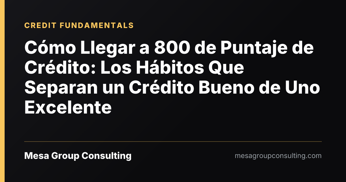 Cómo Llegar a 800 de Puntaje de Crédito: Los Hábitos Que Separan un Crédito Bueno de Uno Excelente