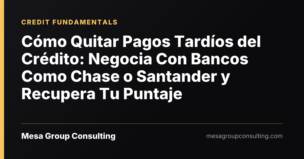 Cómo Quitar Pagos Tardíos del Crédito: Negocia Con Bancos Como Chase o Santander y Recupera Tu Puntaje