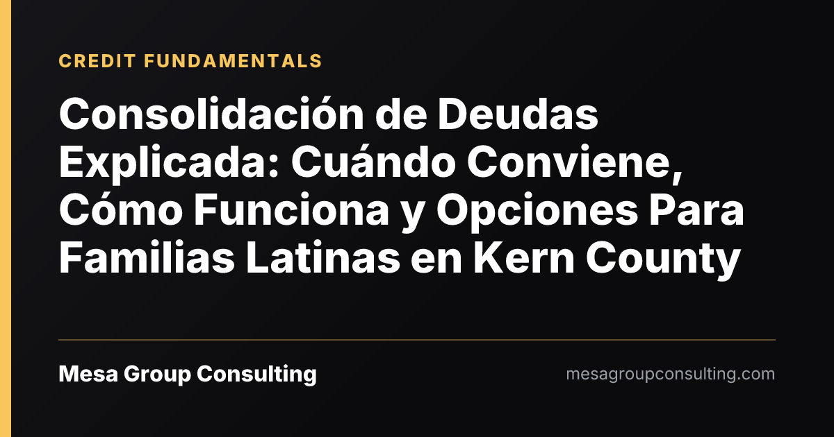 Consolidación de Deudas Explicada: Cuándo Conviene, Cómo Funciona y Opciones Para Familias Latinas en Kern County
