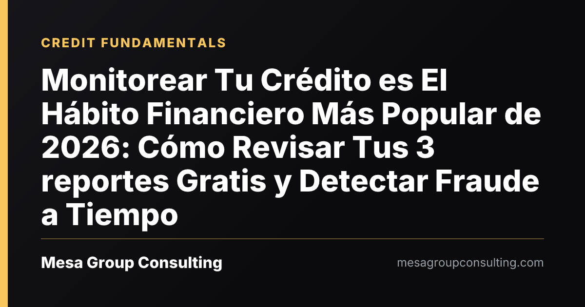 Monitorear Tu Crédito es El Hábito Financiero Más Popular de 2026: Cómo Revisar Tus 3 reportes Gratis y Detectar Fraude a Tiempo
