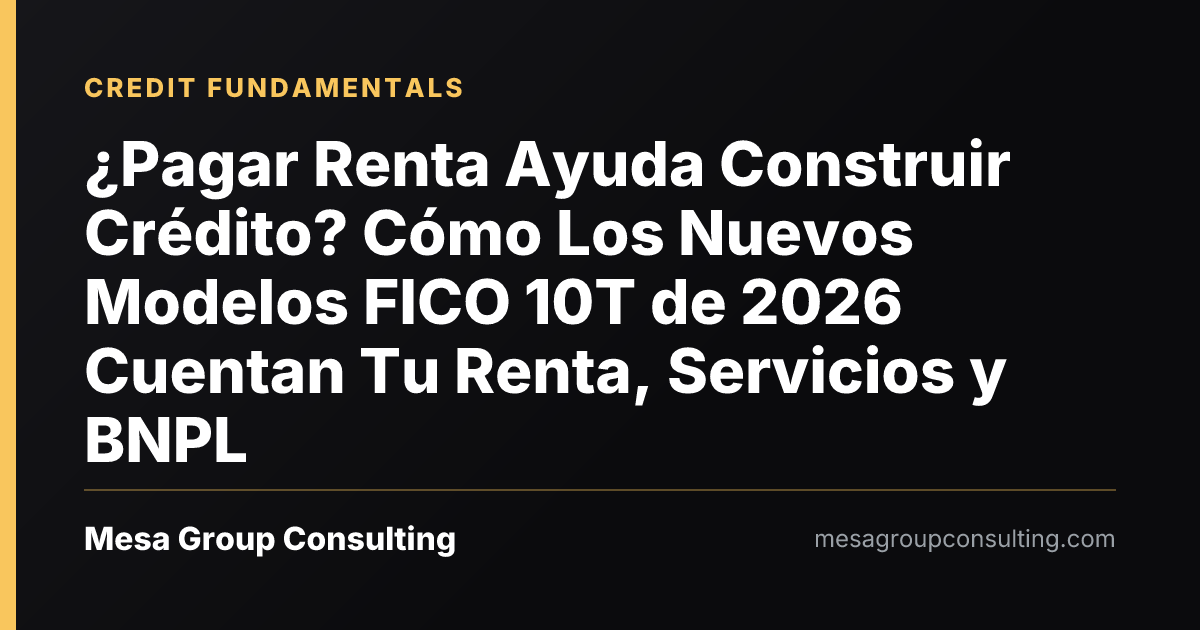 ¿Pagar Renta Ayuda Construir Crédito? Cómo Los Nuevos Modelos FICO 10T de 2026 Cuentan Tu Renta, Servicios y BNPL