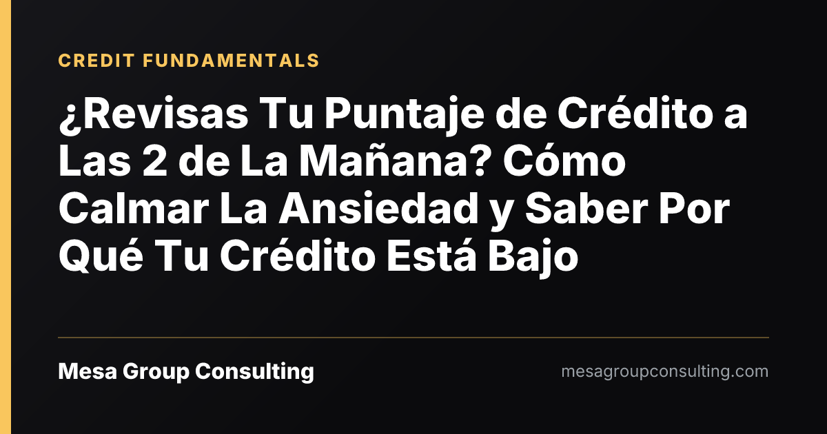¿Revisas Tu Puntaje de Crédito a Las 2 de La Mañana? Cómo Calmar La Ansiedad y Saber Por Qué Tu Crédito Está Bajo